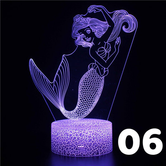 Luminária Decorativa 3D Troca de Cor Sereia