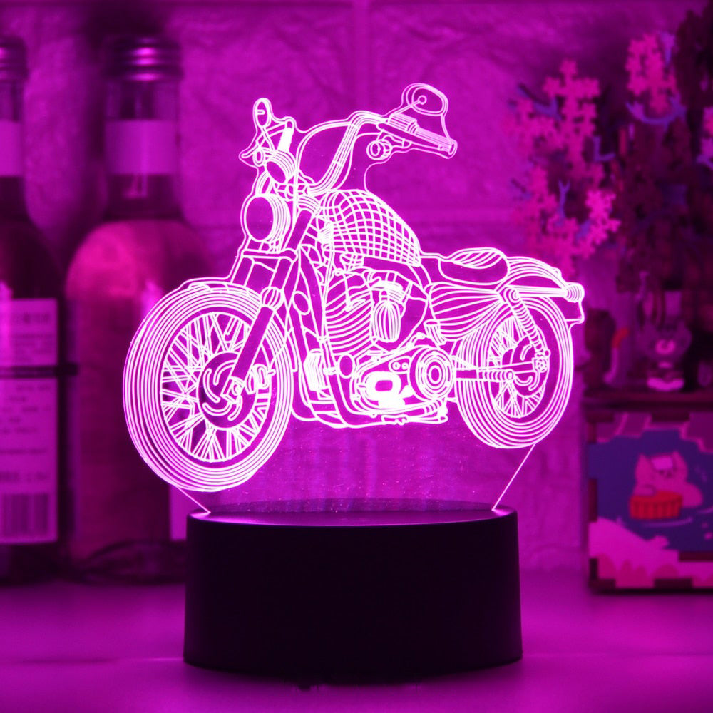 Luminária Decorativa 3D Troca de Cor Motos