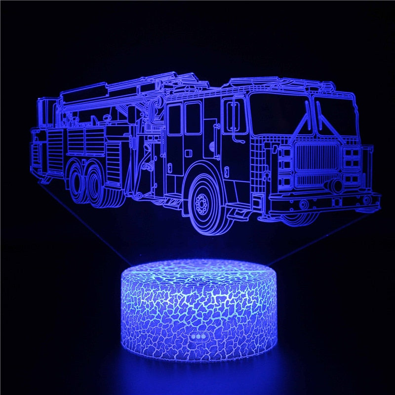 Luminária Decorativa 3D Troca de Cor Veiculos Pesados