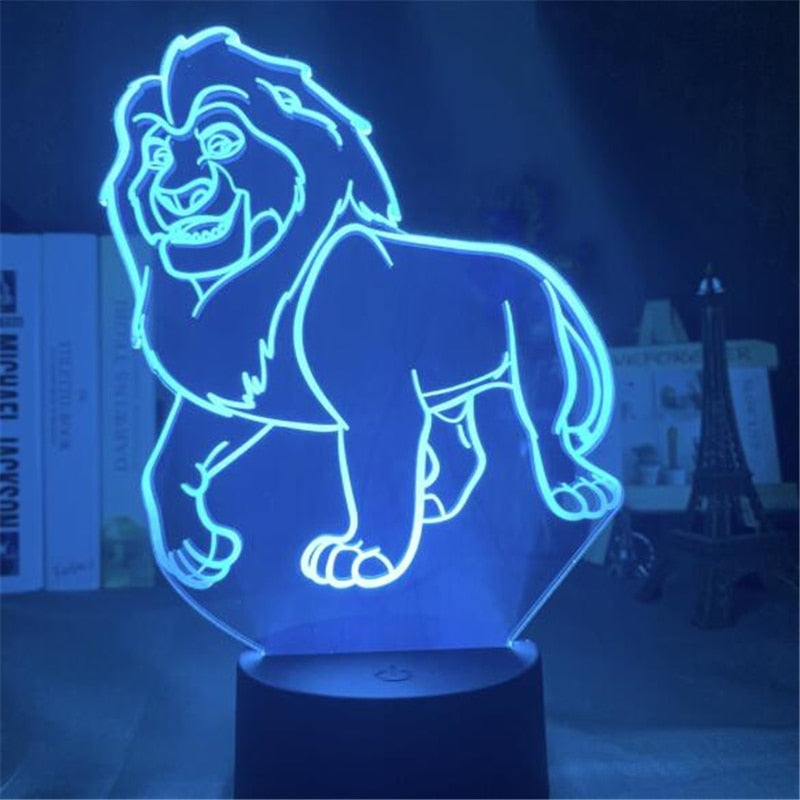 Luminária Decorativa 3D Troca de Cor Rei Leão