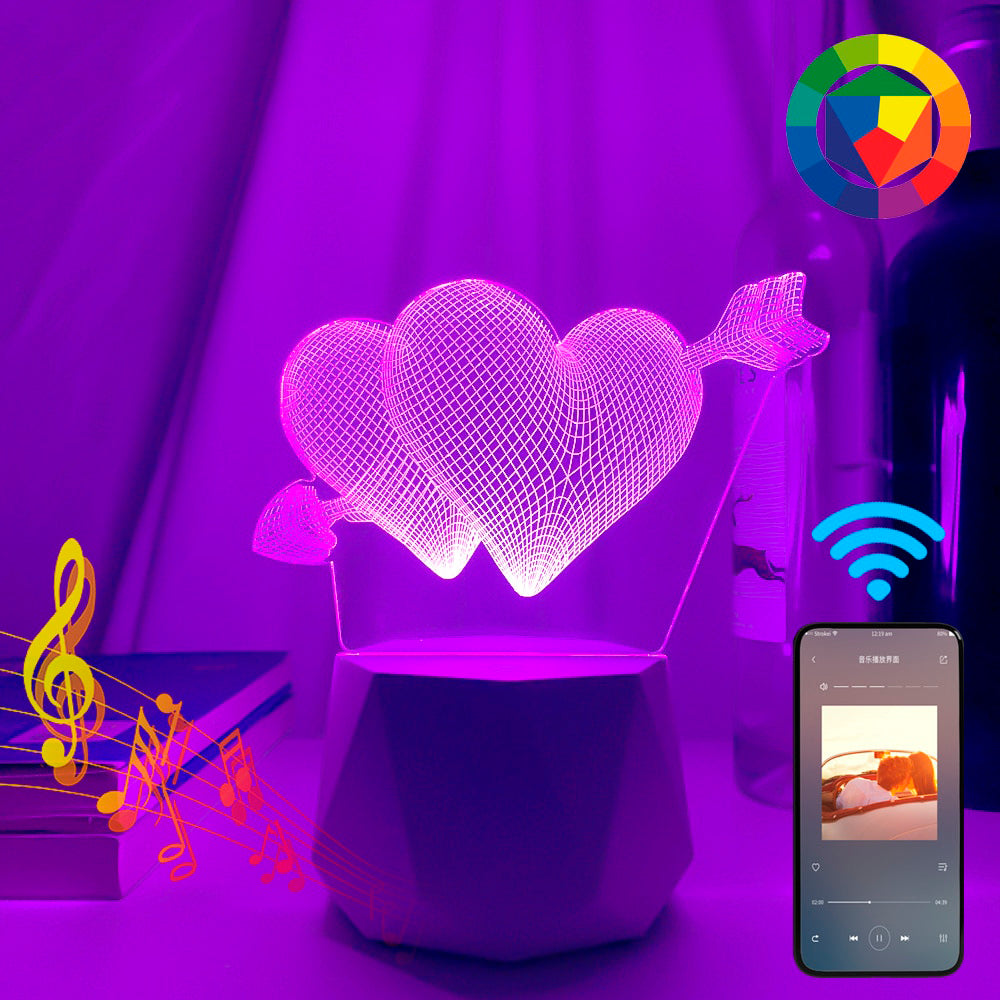 Luminária 3D Amor Troca de Cor e Caixa De Som Bluetooh