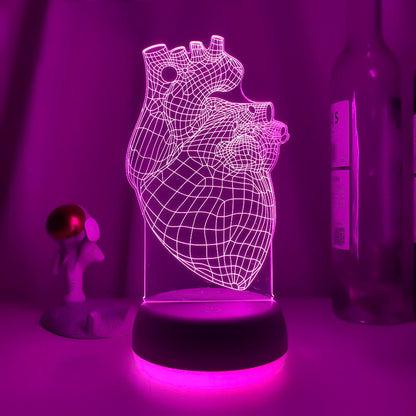 Luminária Decorativa 3D Troca de Cor Coração Realista